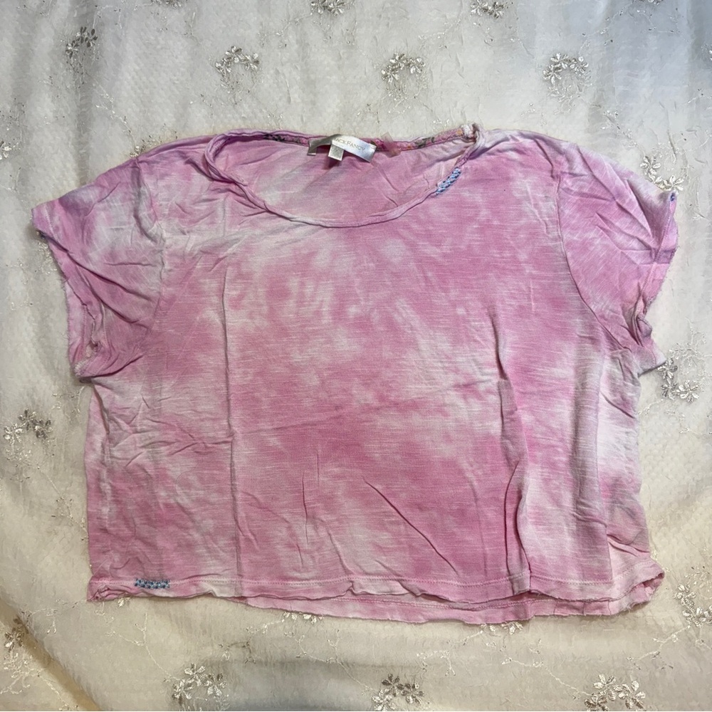 LoveShackFancy Pink Tie-Dye Crop Top